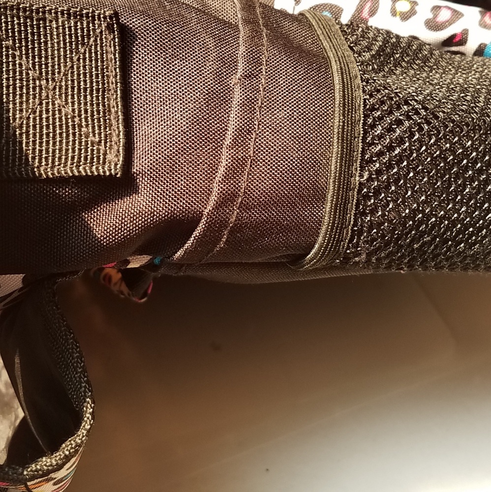 Multi Colored Leopard Print Large Book Bag Pockets - image 3